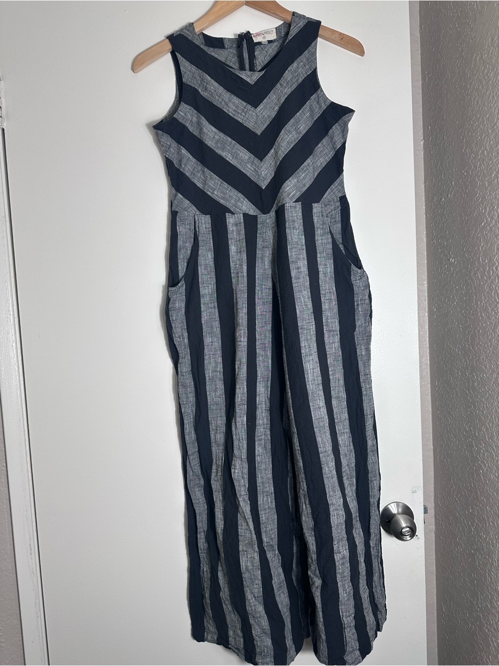 Cotton Striped Sleeveless Jumpsuit